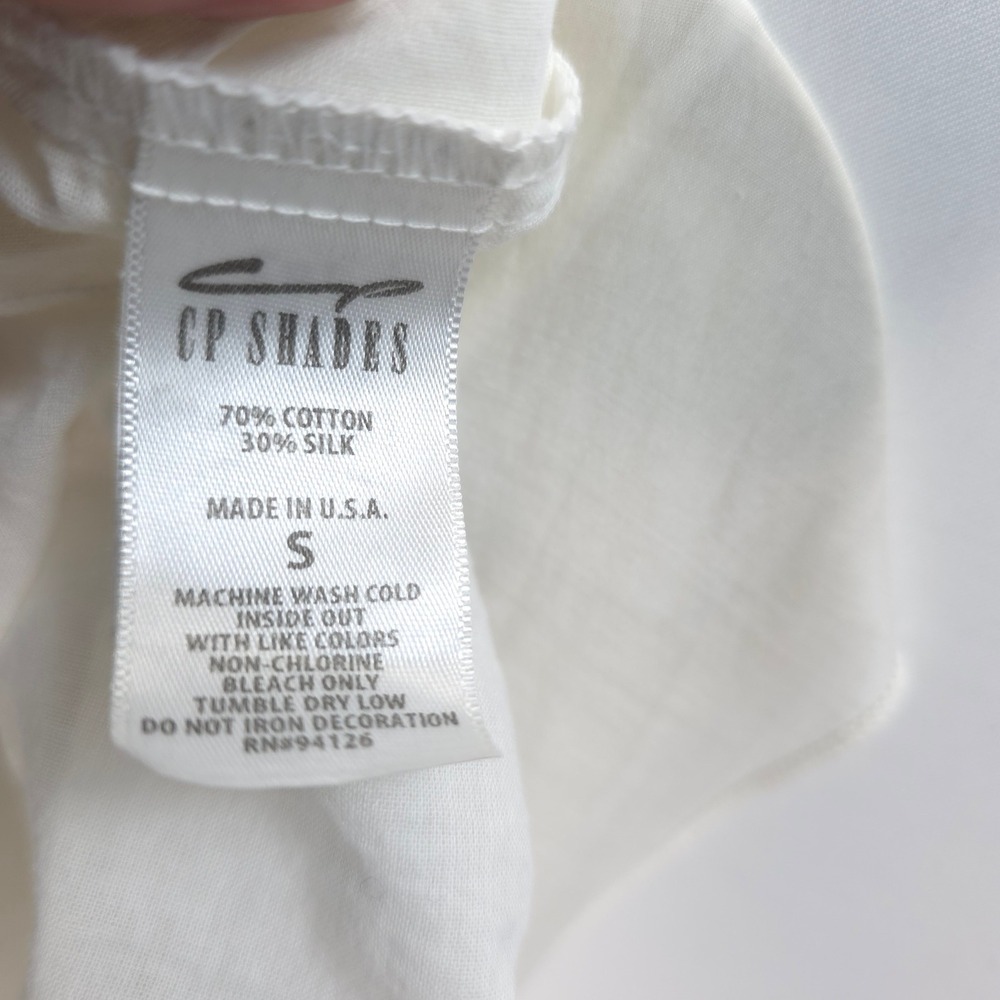 CP Shades Off White Dress Women S Cotton Silk Tie Waist Quiet Luxury Feminine - Picture 13 of 14